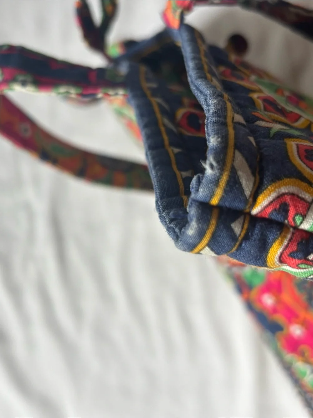 Vera Bradley Paisley Quilted Tote in Green, Pink, Orange & Navy